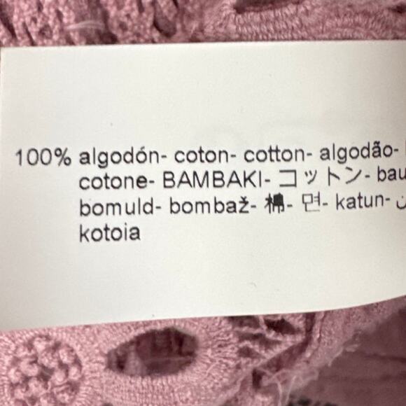 Zara Kids Girls Cotton Gauze Lace Blouse Slight Crop Long Sleeve SZ 8 Boho Pink - Picture 9 of 9